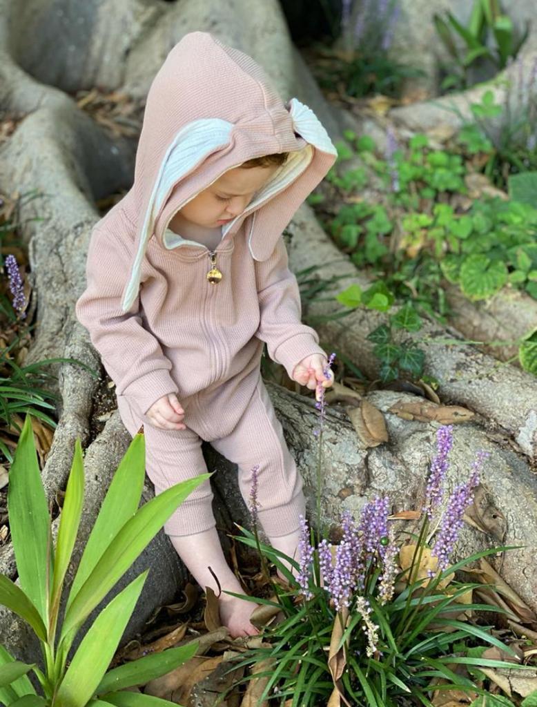 Rabbit Hood Jumpsuit (Powder Pink)