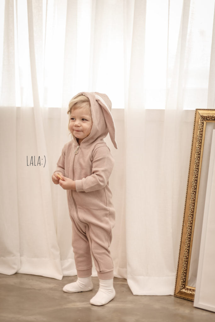 Rabbit Hood Jumpsuit (Powder Pink)