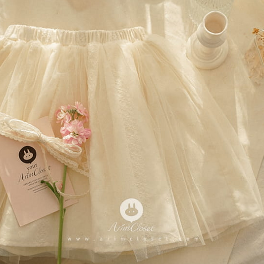 Cream Lace Cotton Skirt